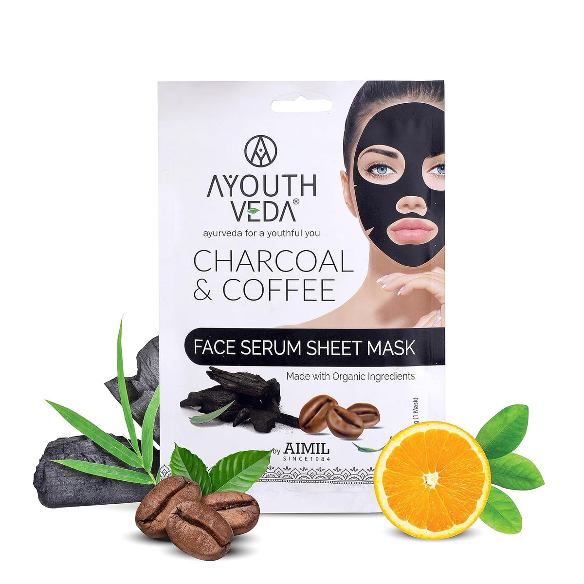 Aimil Ayouthveda Cosmetics Anti Acne,Charcoal Coffee,Oat Silk Honey & Licorice Mulberry Face Serum Sheet Mask 20g