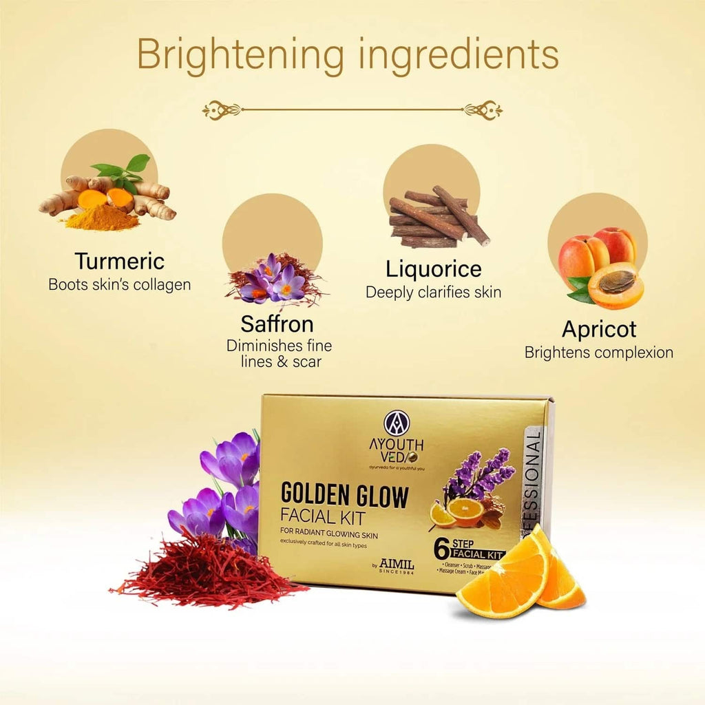 Ayouthveda Golden Glow Ayurvedic Facial Kit – 6-Step Skincare Regimen