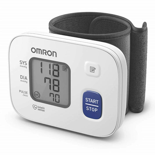 Omron HEM 6161 Vollautomatisches Handgelenk-Blutdruckmessgerät mit Intellisense-Technologie (weiß)