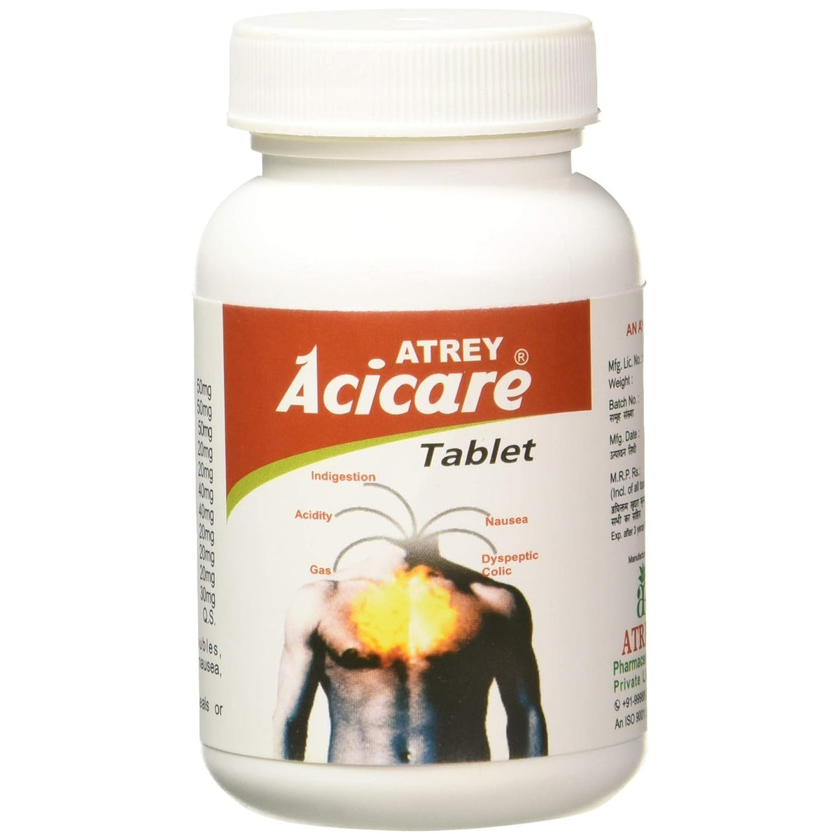 Atrey Ayurvedic Acicare For Indigestion Health Tablets