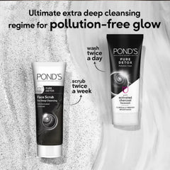 POND‘S Pure Detox Face Wash – Tägliches Peeling und aufhellendes Reinigungsmittel – Reinigt fettige Haut gründlich mit Aktivkohle für eine frische, strahlende Haut