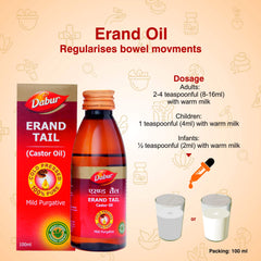 Dabur Ayurvedic Erand Tail Pure Cold Pressed Castor Oil 50ml & 100ml