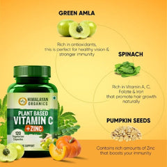 Himalayan Organics, pflanzliches Vitamin C mit Zink als Amla-Extrakt, strahlende Haut und Immunität, 120 Kapseln