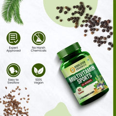 Himalayan Organics Multivitamin Sports mit 60 + lebenswichtigen Nährstoffen und 13 Leistungsmischungen mit Enzymen, 60 Tabletten
