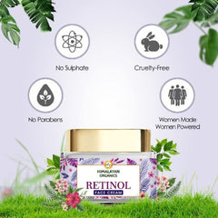Himalayan Organics Retinol-Creme für Frauen gegen Fältchen, Linien und stumpfe Haut, mit Hyaluronsäure und Vitamin E, 50 ml