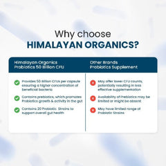 Himalayan Organics Probiotika-Ergänzung 50 Milliarden KBE mit Präbiotika 150 mg für Verdauung, Darmgesundheit und Immunität 60 vegetarische Kapseln