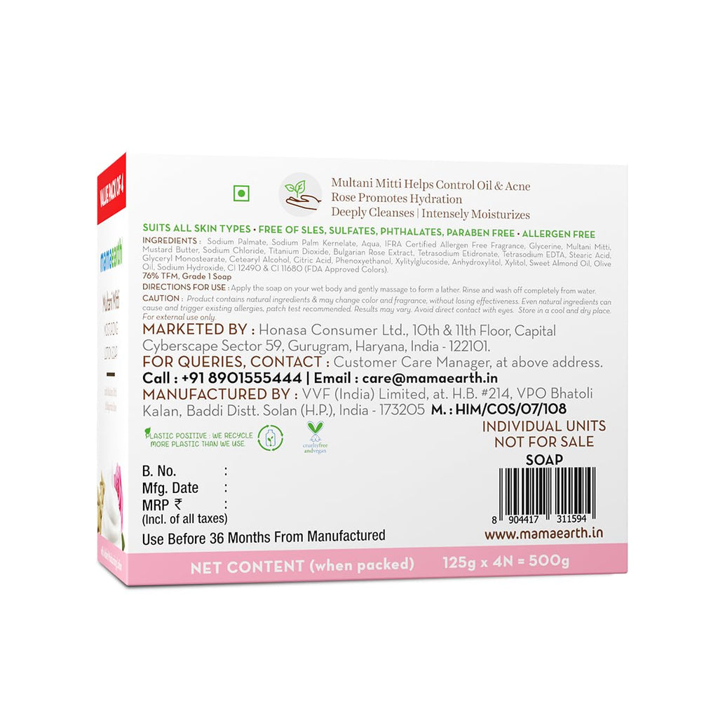 Mamaearth Multani Mitti Moisturizing Lotion Soap 125g Pack of 4