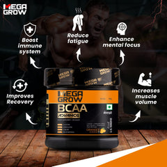 Leeford Megagrow BCAA Advance Supplement Powder Orange Flavor With Shaker 400g