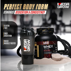 Leeford Megagrow Isolate Whey Protein Powder Chocolate Flavor With Shaker Powder 1 Kg