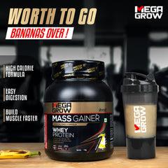 Leeford Megagrow Mass Gainer Banana Flavour With Shaker Powder 1 Kg