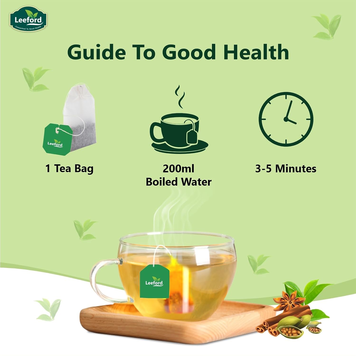 Leeford Elaichi Matcha Green Tea 25 Infusion Bags