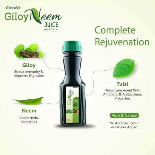 Leeford Ayurvedischer Geofit Giloy Neem-Saft mit Tulsi 500ml