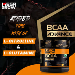 Leeford Megagrow BCAA Advance Supplement Powder Orange Flavor With Shaker 400g