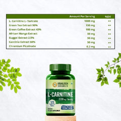Himalayan Organics L Carnitine 2000mg/Serve Supports Muscle Recovery,Fat Burn & Energy Vegetarian Tablets