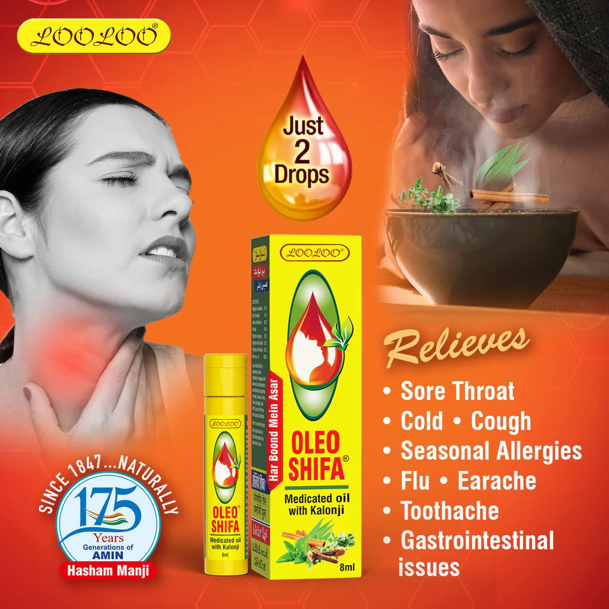 LooLoo Ayurvedic Oleo Shifa Medicated Oil With Kalonji 2 X 8ml