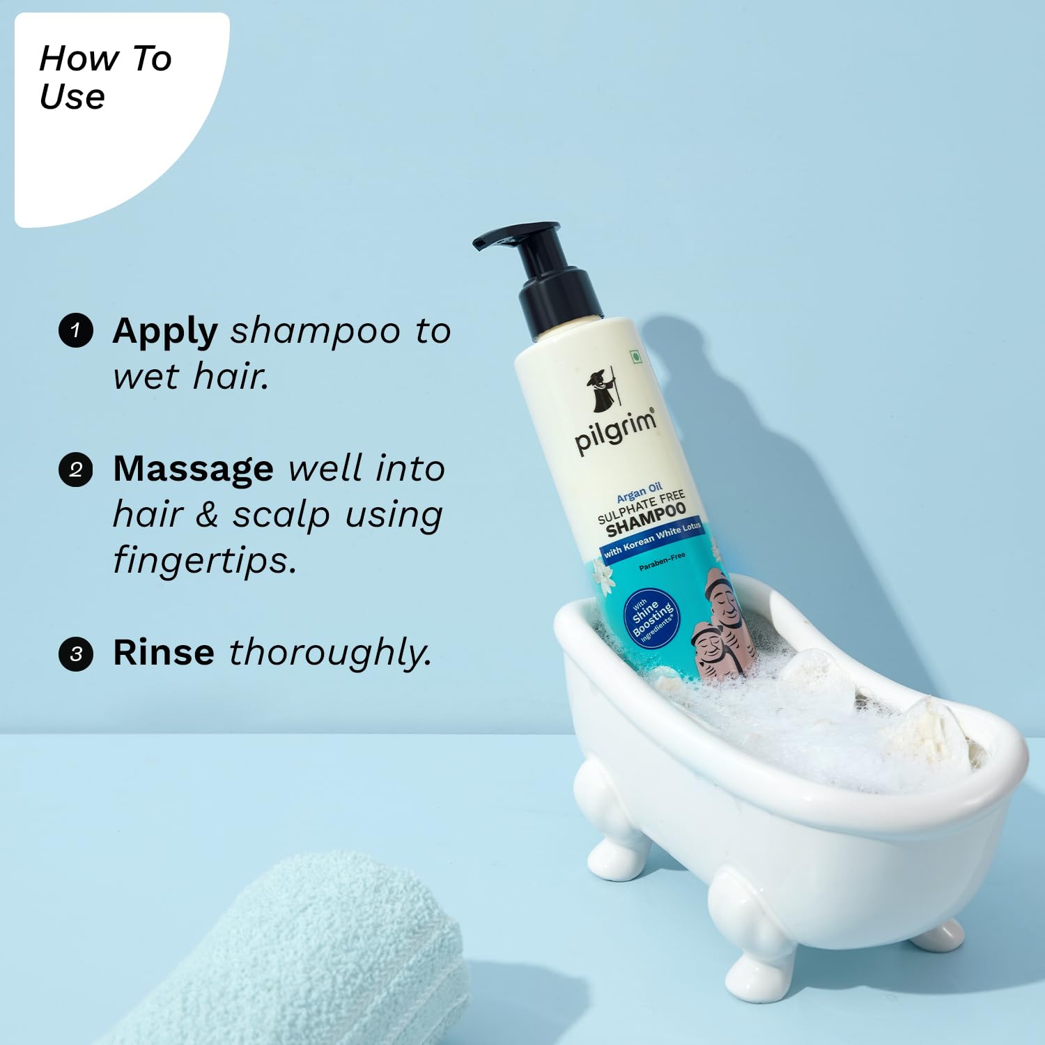 Pilgrim Cosmetics Sulphate Free Hair Shampoo with Argan Oil, Camellia & White Lotus 200ml