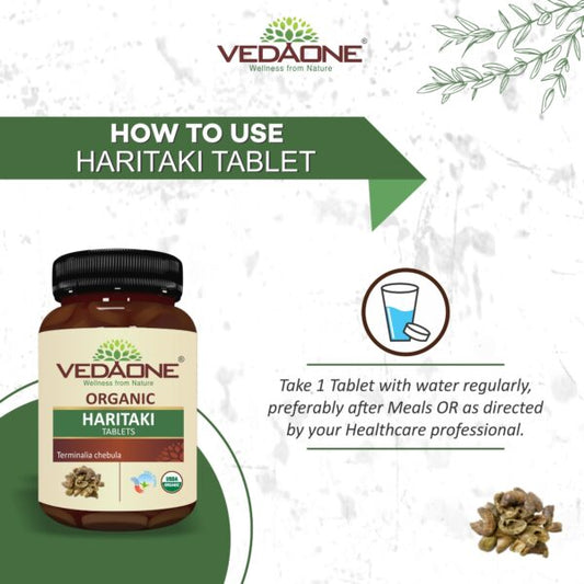 Vedaone Ayurvedic USDA Organic Haritaki Harde 750mg 60 Tablets