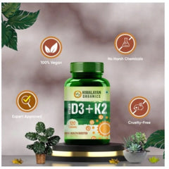 Himalayan Organics Vitamin D3 mit K2 als MK-7-Ergänzung, 120 vegetarische Tabletten