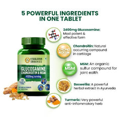 Himalayan Organics Glucosamin zur Unterstützung von Knochen, Gelenken und Knorpel, 120 vegetarische Tabletten