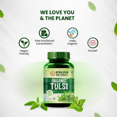 Himalayan Organics Bio-Tulsi-Tabletten Heiliges Basilikum lindert Husten und Erkältung und stärkt das Immunsystem auf natürliche Weise (120 Tabletten)