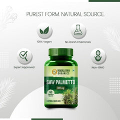 Himalayan Organics Saw Palmetto Extract Capsules For Hair Growth 800mg 60 Vegetarian Capsules