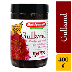 Baidyanath Ayurvedisches Gulkand-Gummi, angereichert mit sonnengekochtem indischem Prawal (Rosenblütenmarmelade), 400 Gramm