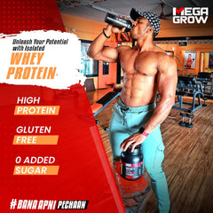 Leeford Megagrow Isolate Whey Protein Powder Chocolate Flavor With Shaker Powder 1 Kg