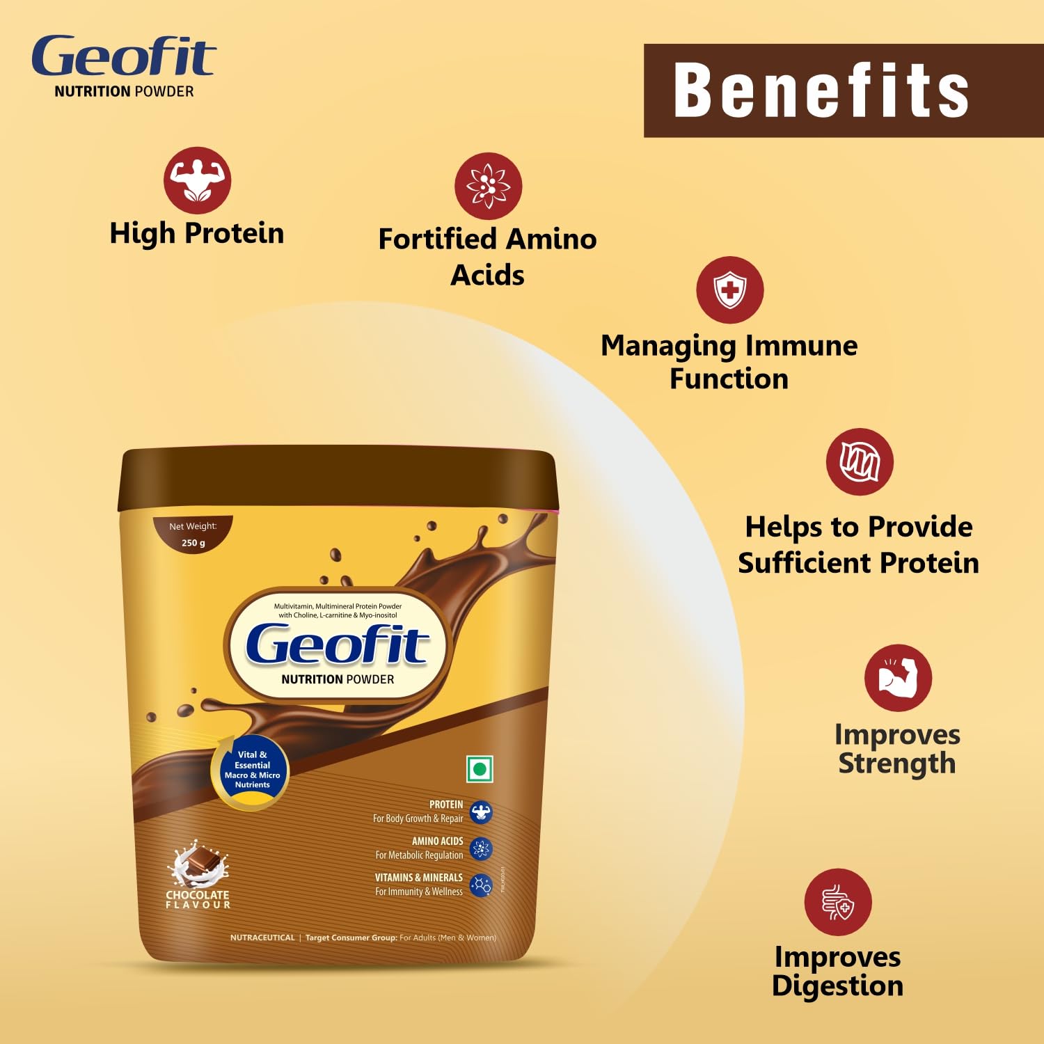 Leeford Geofit Chocolate Flavoured Protein Nutrition Powder 250g