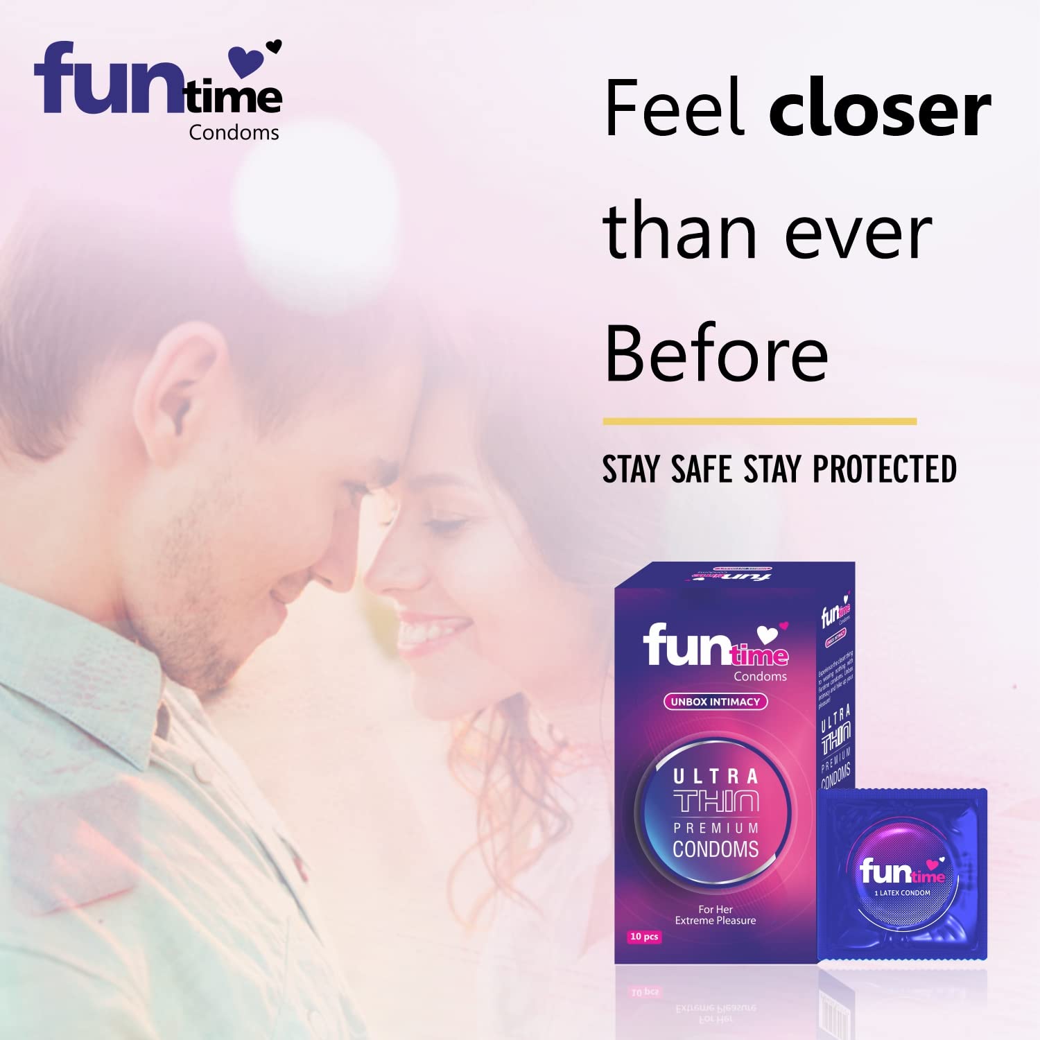 Leeford Funtime Ultra Thin Premium Lubricated Dotted & Ribbed Condom 10 Piece