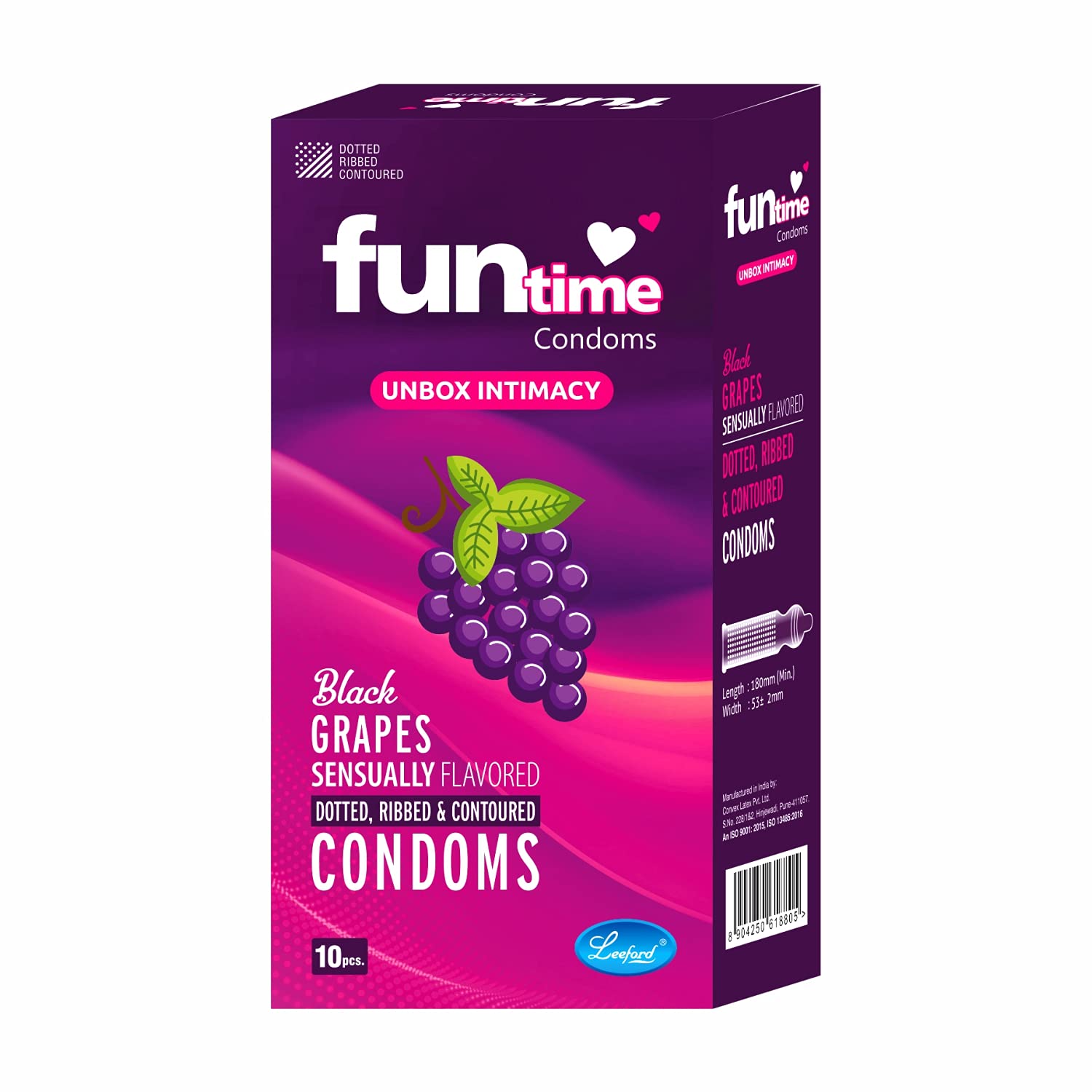 Leeford Funtime Black Grapes Flavored Condom 10 Piece
