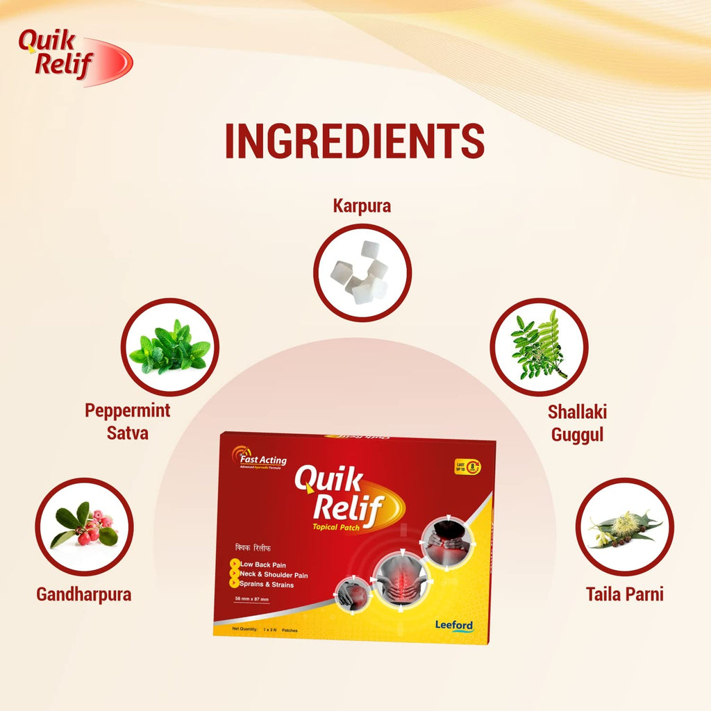 Leeford Quik Relif Topical Patch (58Mmx87Mm) 1 x 3 Patches