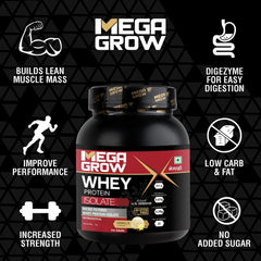 Leeford Megagrow Isolate Whey Protein Powder Vanilla Flavored With Shaker 1 Kg