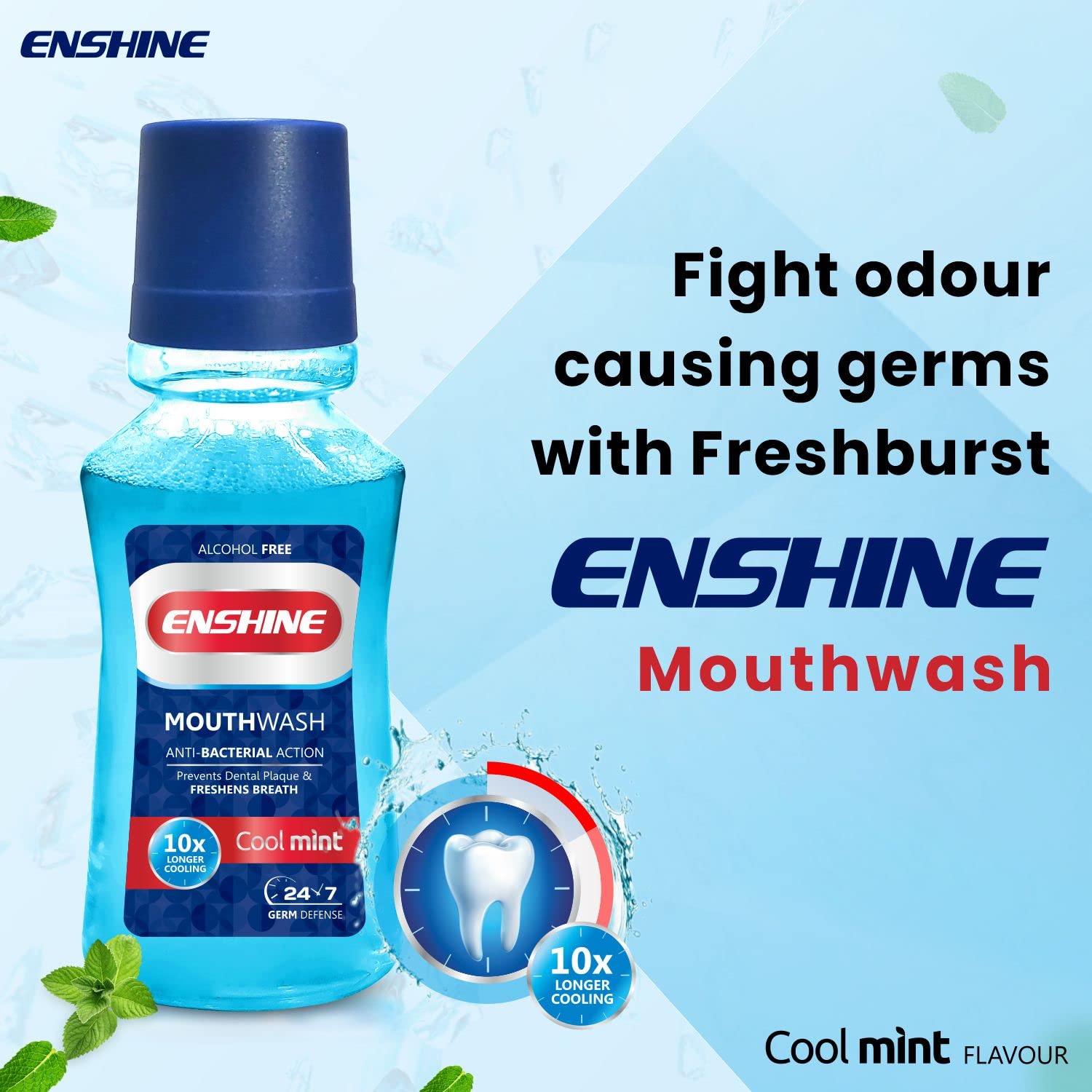 Leeford Enshine Cool Mint Anti Bacterial Liquid Mouthwash
