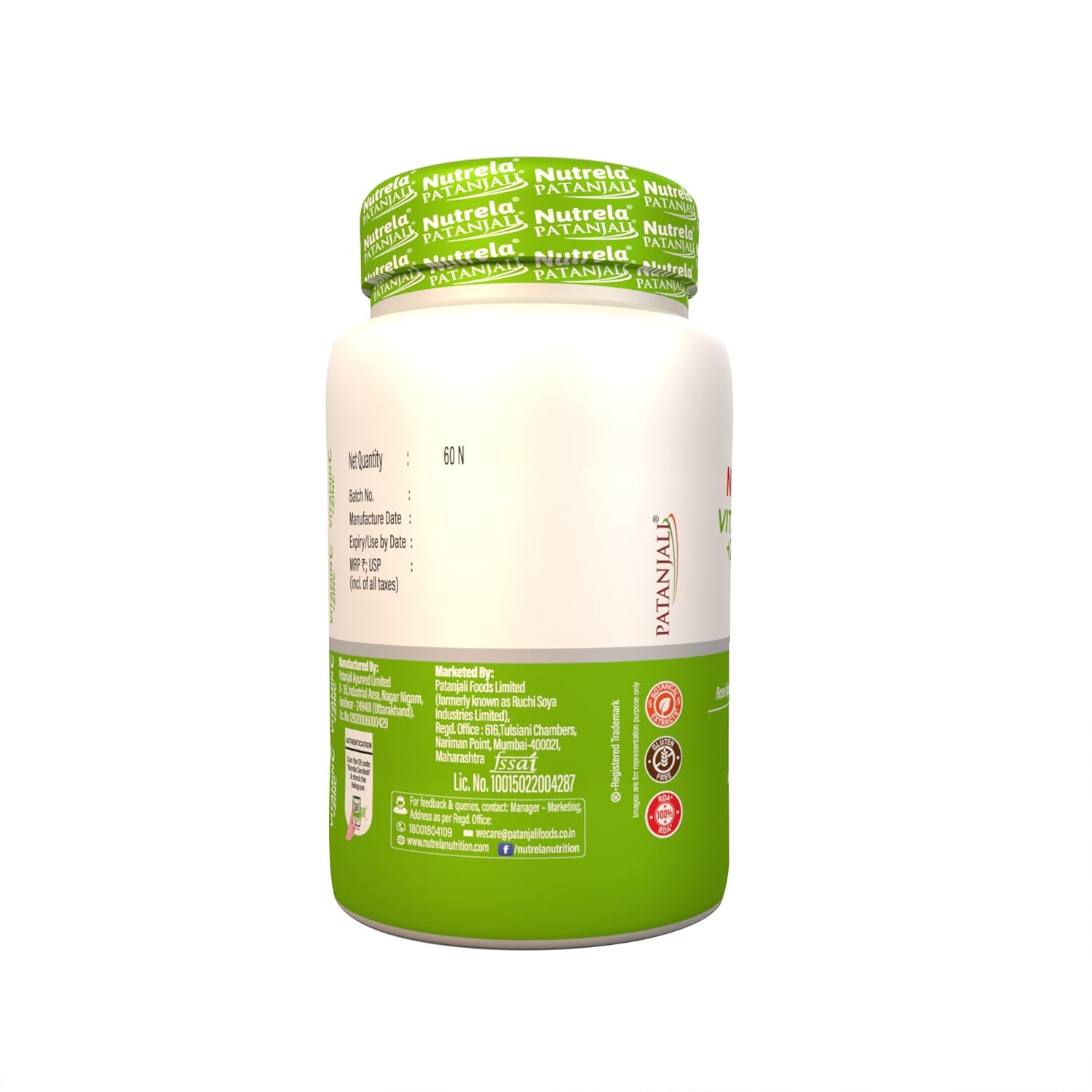 Patanjali Nutrela Vitamin C and Zinc Chewable Men,Women and Kids 60 Tablets