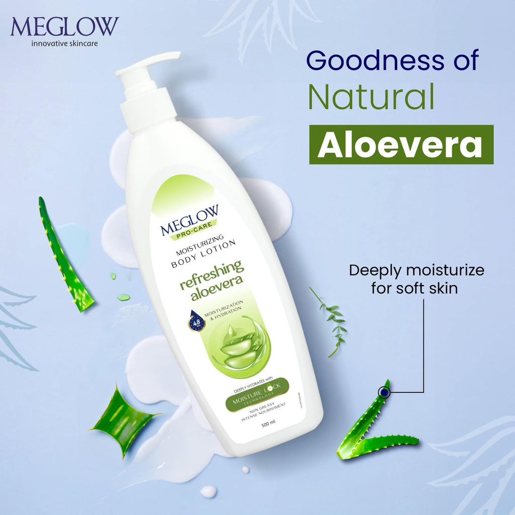Leeford Meglow Pro Care Erfrischende Aloe Vera Feuchtigkeits-Körperlotion