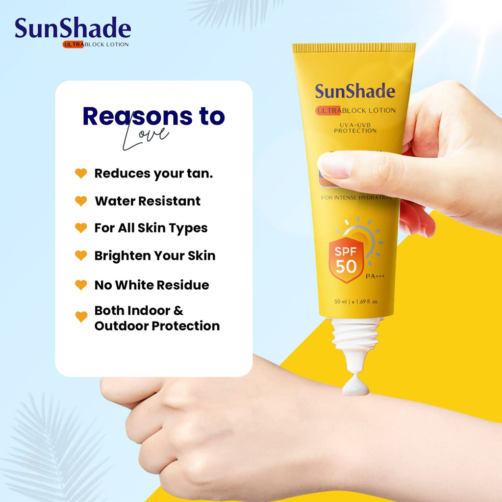 Leeford Sunshade Ultra Block Sonnenschutzlotion LSF 50 PA+++ &amp; 30PA+++ Packung mit 50 ml