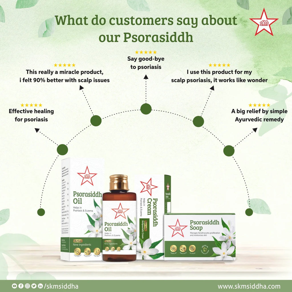 Skm Siddha Ayurveda Psorasiddh cream,Oil,Soap & 550mg Tablets