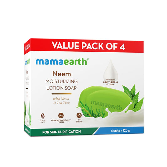 Mamaearth Neem Moisturizing Lotion Soap with Neem & Tea Tree for Skin Purification 125g Pack Of 4