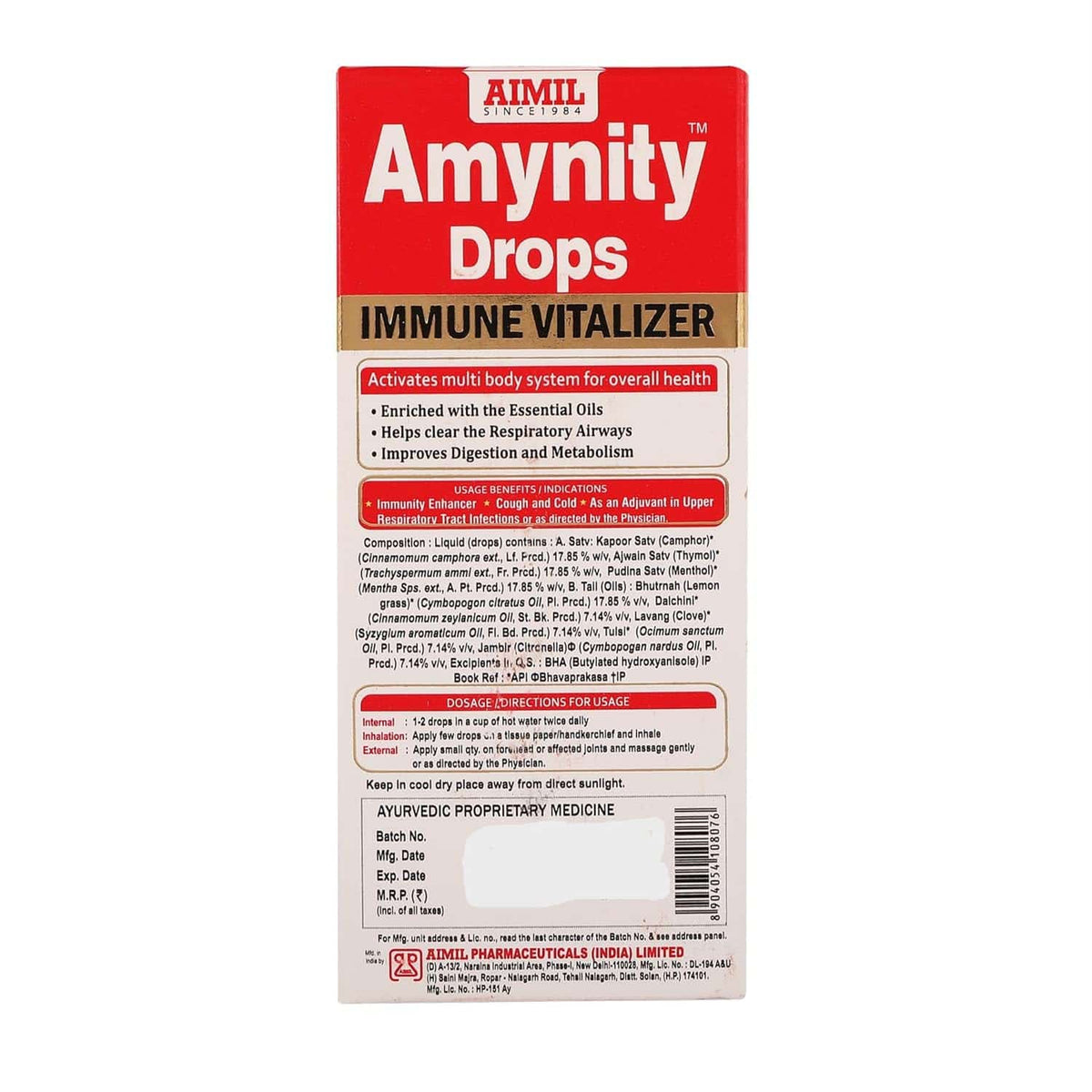 Aimil Amynity Plus Ayurvedic Immune Support Drops & Liquid