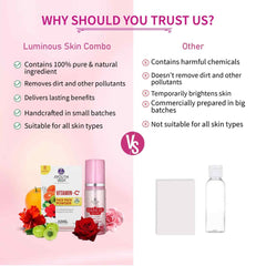 Aimil Ayouthveda Cosmetics Luminous Skin Combo Vitamin C Face Pack Powder 10g × 8 Gulab Jal 100ml