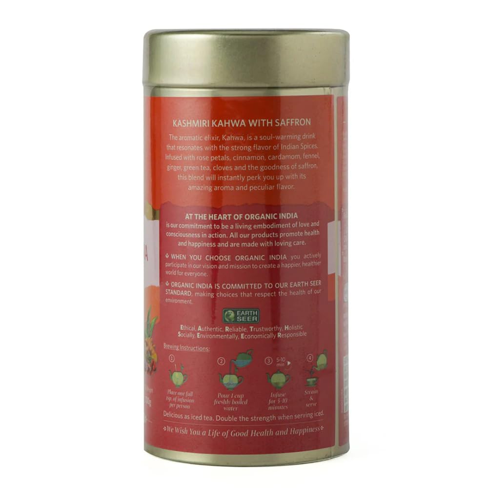 Organic Indiaa Kashmiri Kahwa with Saffron 100gm Tin