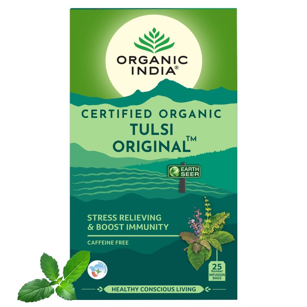 Organic India Tulsi Original Green Tea 25 Teabag,50 Teabag & 100g Tin