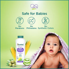 Himalaya Herbal Ayurvedisches Babypflegepuder mit reiner Maisstärke erfrischt, beruhigt und hält Babys Haut weich und trocken.