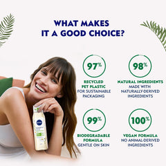 Nivea Naturally Good Body Wash, Maiglöckchen, Orangenblüten- und Pflaumenblütenöl-Duschgel, ohne Parabene, vegane Formel, 98 % Inhaltsstoffe natürlichen Ursprungs für ein sanft reinigendes Duschgel, 300 ml