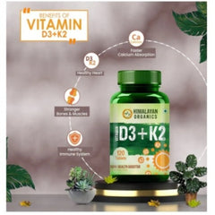 Himalayan Organics Vitamin D3 mit K2 als MK-7-Ergänzung, 120 vegetarische Tabletten