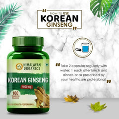 Himalayan Organics Koreanischer roter Ginseng 1000 mg/Portion, 100 Gemüsekapseln