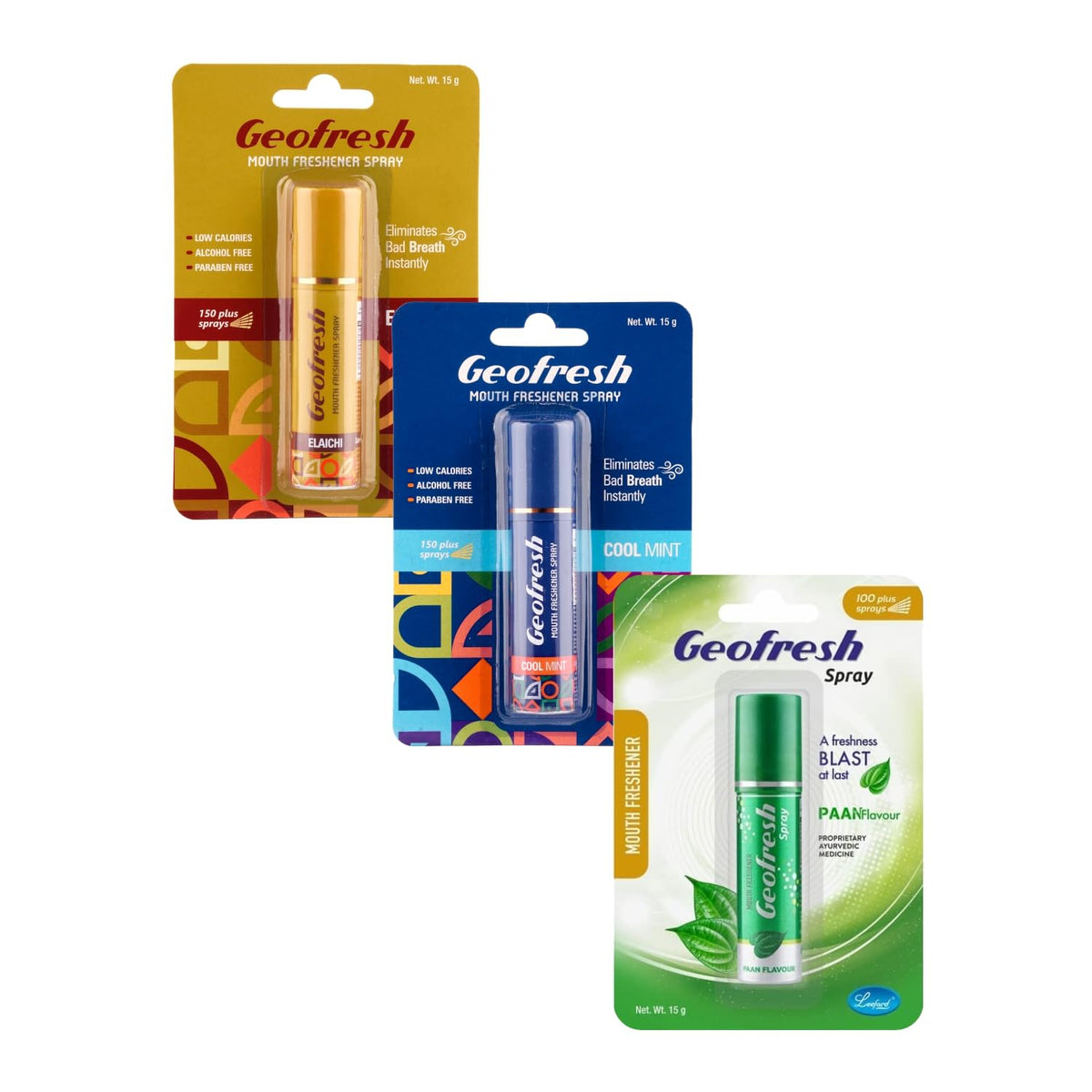 Geofresh Cool Mint,Elaichi and Pan Flavor Mouth Freshener Spray