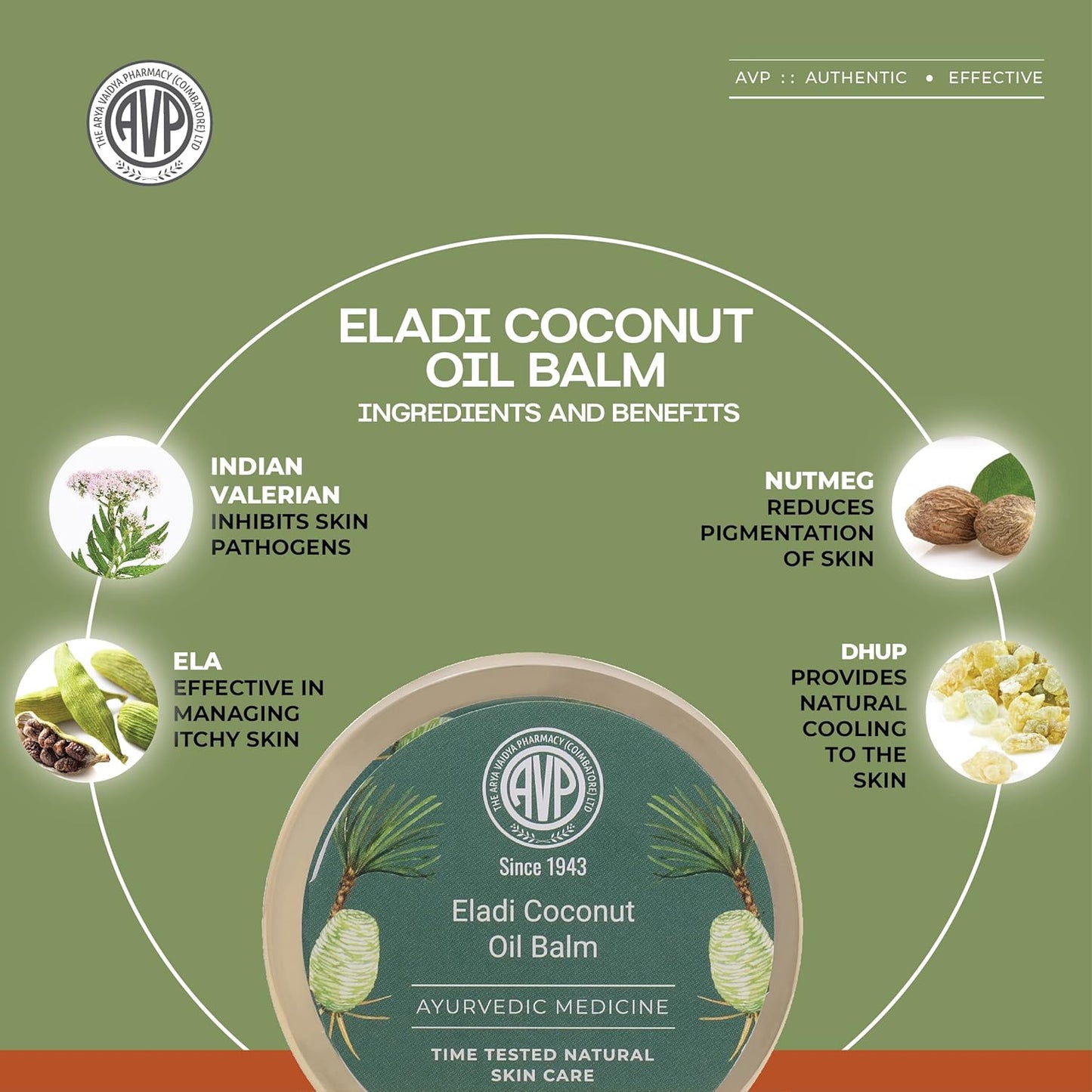 AVP Ayurvedic Eladi Coconut Oil Balm 40g