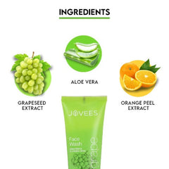 Jovees Herbal Strawberry,Tea Tree,Lemon,Neem,De-Tan & Grape Face Wash with Strawberry Extracts For Normal to Dry Skin For Women/Men For Hydrating & Glowing Skin