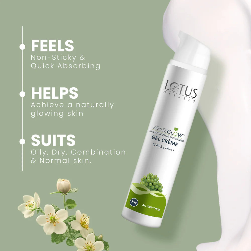 Lotus Herbals Cosmetics WhiteGlow Skin brightening Gel Creme SPF 25 PA+++